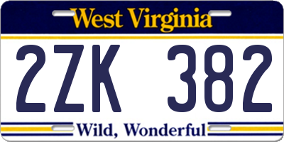 WV license plate 2ZK382