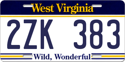 WV license plate 2ZK383
