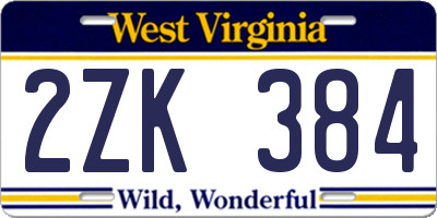 WV license plate 2ZK384