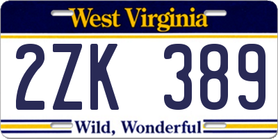 WV license plate 2ZK389