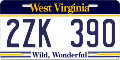 WV license plate 2ZK390