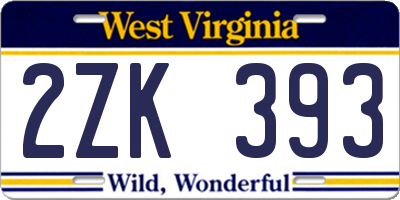 WV license plate 2ZK393