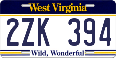 WV license plate 2ZK394