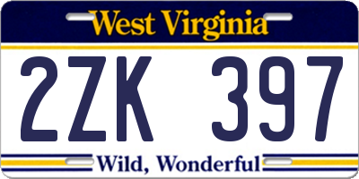WV license plate 2ZK397