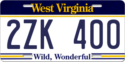 WV license plate 2ZK400