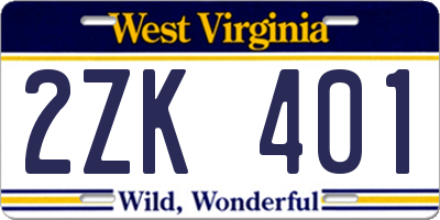 WV license plate 2ZK401