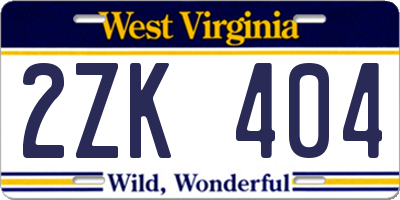 WV license plate 2ZK404