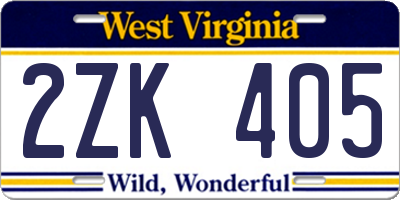 WV license plate 2ZK405