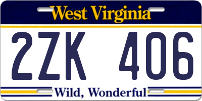 WV license plate 2ZK406