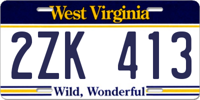 WV license plate 2ZK413