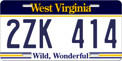 WV license plate 2ZK414
