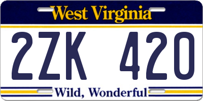 WV license plate 2ZK420