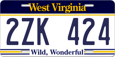 WV license plate 2ZK424