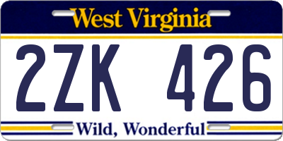 WV license plate 2ZK426
