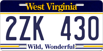 WV license plate 2ZK430