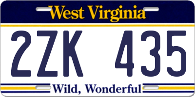WV license plate 2ZK435