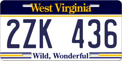 WV license plate 2ZK436