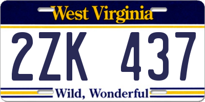 WV license plate 2ZK437