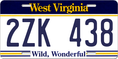 WV license plate 2ZK438