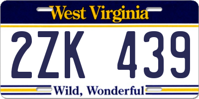 WV license plate 2ZK439