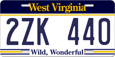 WV license plate 2ZK440