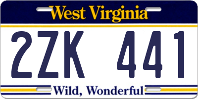 WV license plate 2ZK441