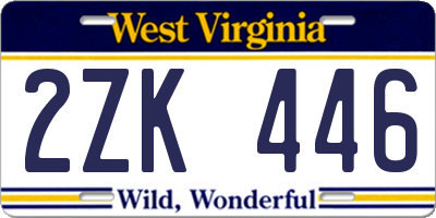 WV license plate 2ZK446