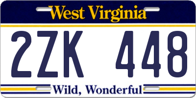 WV license plate 2ZK448