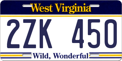 WV license plate 2ZK450