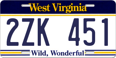 WV license plate 2ZK451