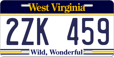 WV license plate 2ZK459