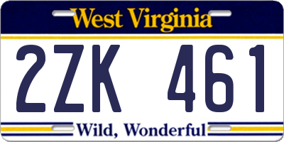 WV license plate 2ZK461