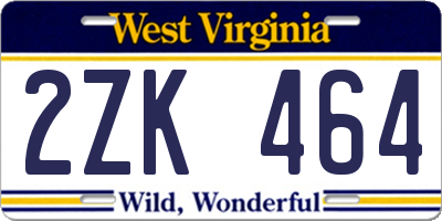WV license plate 2ZK464