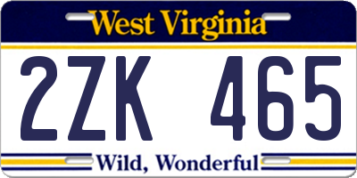 WV license plate 2ZK465