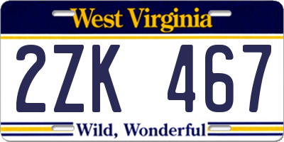 WV license plate 2ZK467