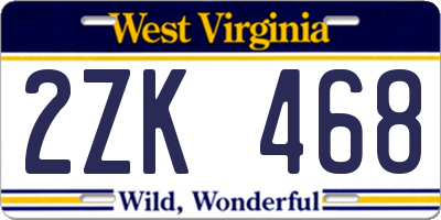 WV license plate 2ZK468
