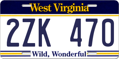 WV license plate 2ZK470
