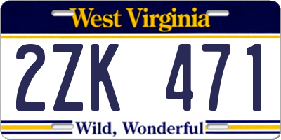 WV license plate 2ZK471