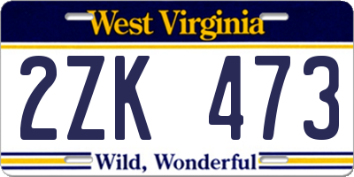 WV license plate 2ZK473