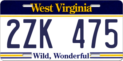 WV license plate 2ZK475