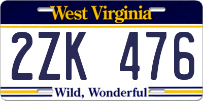 WV license plate 2ZK476