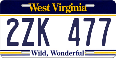 WV license plate 2ZK477