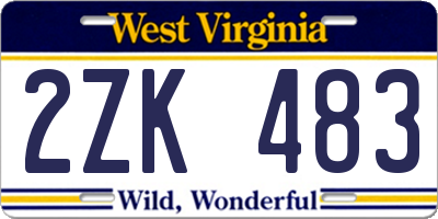 WV license plate 2ZK483