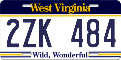 WV license plate 2ZK484