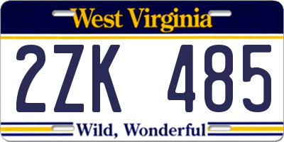 WV license plate 2ZK485