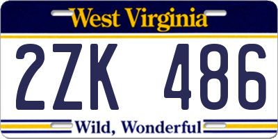 WV license plate 2ZK486
