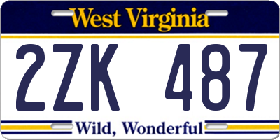 WV license plate 2ZK487