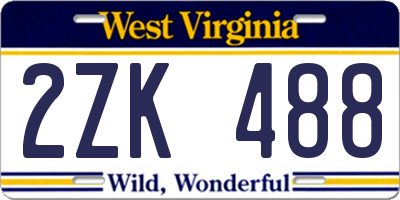 WV license plate 2ZK488