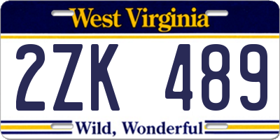 WV license plate 2ZK489