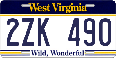 WV license plate 2ZK490
